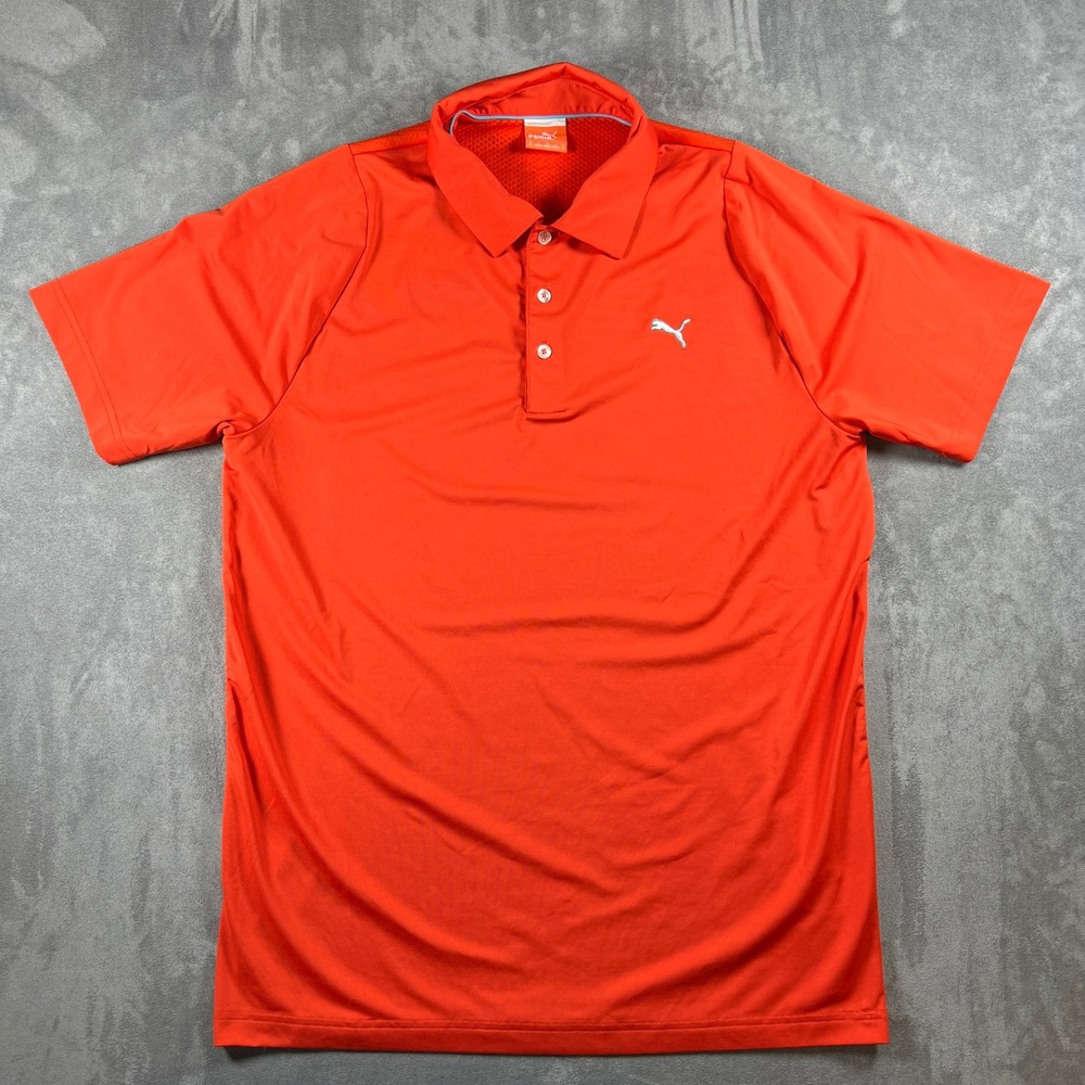 Puma Mens Orange Cool Cell Sportlifestyle Performance Polo Shirt Size M
